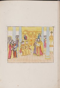 The wedding ceremony of Tsar Mikhail Feodorovich and Yevdokiya Lukyanovna by Unbekannt