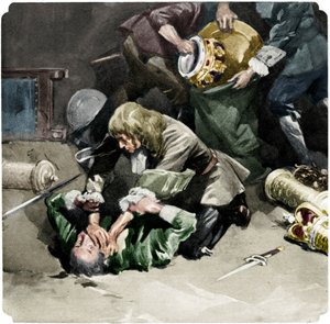 Thomas Blood Attempting to Steal the Crown Jewels from the Tower of London in 1671 by Unbekannt