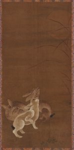 Three Hares Looking at the Moon by Unbekannt