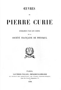 Title Page of Oeuvres de Pierre Curie by Unbekannt