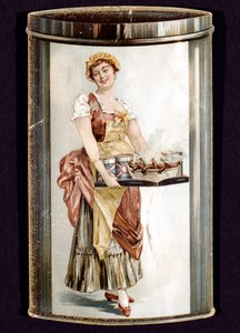 Trade Card for Tinned Frankfurters produced by Heinrich Bauer of Frankfurt am Main, Germany