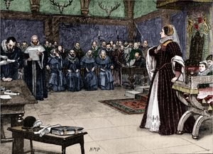 Trial of Mary Queen of Scots in Fotheringhay Castle by Unbekannt