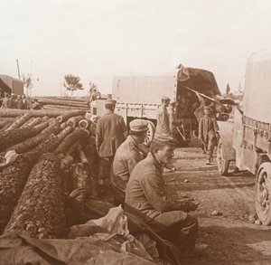 Trucks on the Voie Sacrée, Verdun, Northern France, c. 1914-1918 by Unbekannt