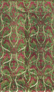 Two-colour Velvet with Gold in a Double Curved Lattice Pattern, 1450-1500