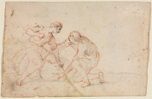 Two Men Tying a Bundle by Unbekannt