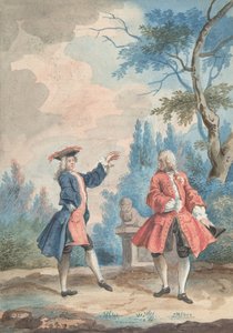 Two dancing male figures in a landscape, 18th century