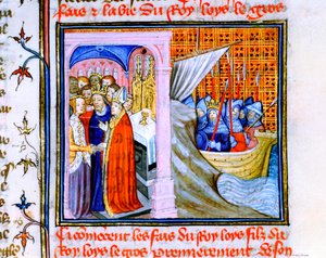 Two scenes from the Chronique de St Denis, late 14th century by Unbekannt