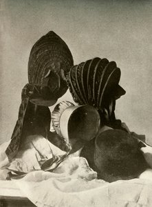Two Silk Calashes, Riding-Cap, Quaker Bonnet, Hat, Gloves, and Skirt, 18th Century, 1937