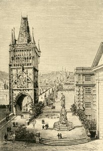 View in Prague - The bridge Tower, 1890
