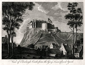 View of Edinburgh Castle, from the Grey Friars Church Yard by Unbekannt