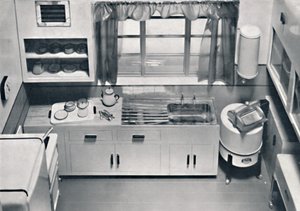 View of a Kitchen, Designed by H.M.V. Household Appliances, 1938 by Unbekannt