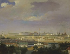 View of the Moscow Kremlin from the Bolotnaya Marsh Square, Mid 19th Century by Unbekannt