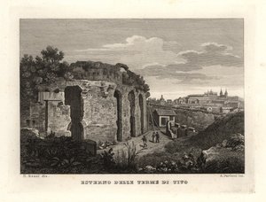 View of the exterior of the Baths of Titus, Rome by Unbekannt