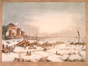 View of the Frozen River Thames off Three Cranes Wharf, London by Unbekannt