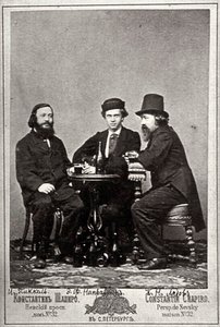 Violinist Johann Pickel with composers Eduard Nápravník and Anatoly Lyadov, 19th century by Unbekannt