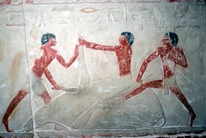 Wallpainting of 3 Butchers Cutting Up a Carcase, Tomb of Idut, 5th Dynasty by Unbekannt
