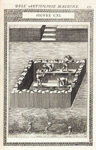Water Supply, Dams & Reservoirs: Draining Water from Behind a Coffer-Dam by Unbekannt