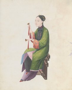 Watercolour of Musician Playing Bo by Unbekannt