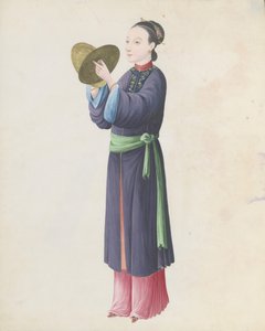 Watercolour of musician playing bo tongbo by Unbekannt