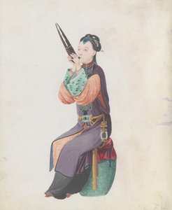 Watercolour of musician playing sheng, late 18th century by Unbekannt