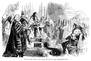 William III giving his royal assent to the Toleration Act