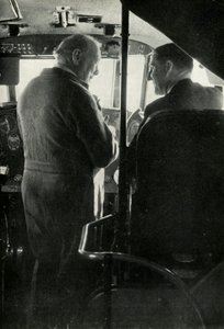 Winston Churchill talking to Captain Shakespeare of the flying boat Berwick by Unbekannt