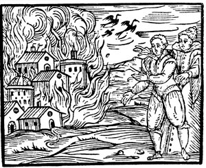 Witches Destroying a House by Fire - Swabia by Unbekannt
