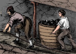 Woman and a boy working in a coal mine, Bolton, Lancashire by Unbekannt