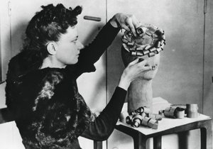 Woman Making a Hat from Wood Shavings, German-occupied France by Unbekannt