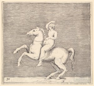 Woman on Rearing Horse by Unbekannt