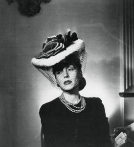 Woman Wearing a Hat and Veil by the French Fashion Designer Jacques Fath