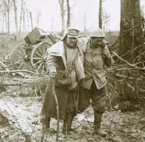 Wounded soldier, Verdun, northern France, 1916