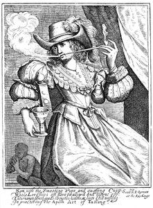 Young Woman Smoking a Clay Pipe and Holding a Wine Glass, 17th Century by Unbekannt
