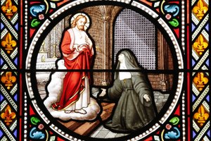 Saint Marguerite-Marie Alacoque (1647-1690) Mystic of the Order of the Visitation, Stained Glass, Paray-le-Monial, Saone-et-Loire, France