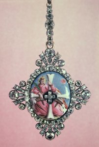 Badge of the Order of St. Catherine, silver set with brilliant cut diamonds and enamel miniature, 1770-80