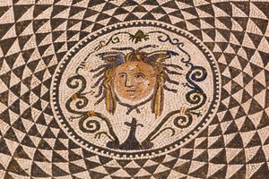 Roman Mosaic of Medusa in Town Hall, Carmona, Seville Province, Spain