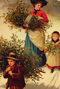 Carrying Home the Christmas Holly (book illustration)