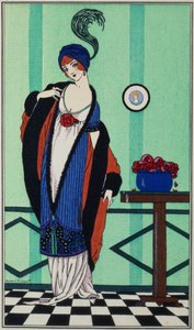 Fur coat with muslin tunic from Costumes Parisiens by Robert Pichenot, 1913 by Unbekannt Unbekannt