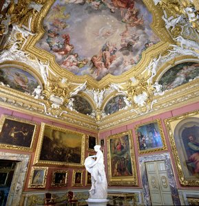 Interior of Sala di Giove (Jupiter Room) with paintings by Pietro da Cortona, Palazzo Pitti, Florence, Italy