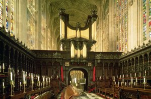 Interior view showing aisle and organ, Kings College Chapel, Cambridge by Unbekannt Unbekannt