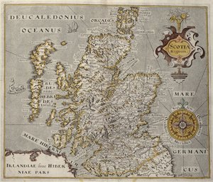Map of the Kingdom of Scotland, 17th century Scotia Regnum