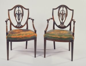 Pair of George III Rosewood Dining Chairs, After a Design by George Hepplewhite