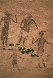 Rock painting of men and women from Jabbaren, 7th-1st century BC by Unbekannt Unbekannt