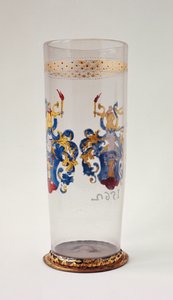 Stangenglas (German Beaker) Enamelled Heraldic Decoration, Silver-Gilt Mount, Probably South German, 1562