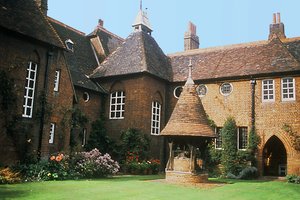 View of the exterior of The Red House, Bexleyheath, designed by William Morris with Philip Webb as the architect, completed 1859