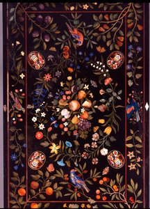 A Florentine Pietra Dura Table Top Inlaid with Various Marble and Lapis Lazuli Centred by a Display of Fruit by Unbekannt