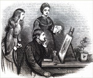 A young artist presenting her work by Unbekannt
