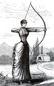 A young lady practising her archery skills by Unbekannt