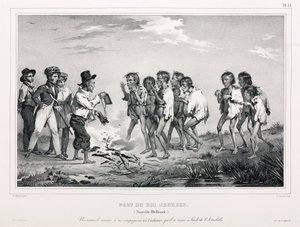 Aboriginals with western trinkets, New Holland