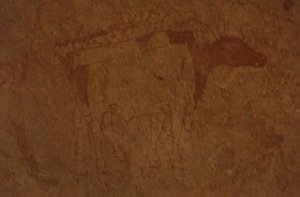 Rock Painting Depicting Bull in Tassili-n-Ajjer National Park